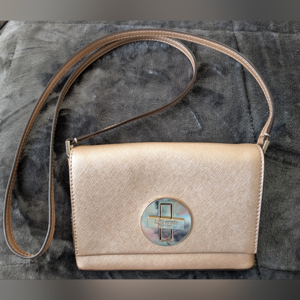 Kate Spade Newbury Lane Sally Rose Gold Leather Crossbody Excellent!